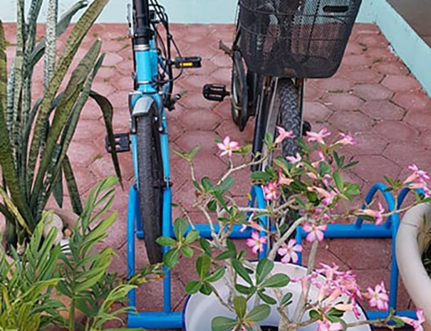 We've added a bicycle rack to help you keep your belongings safe & accessable